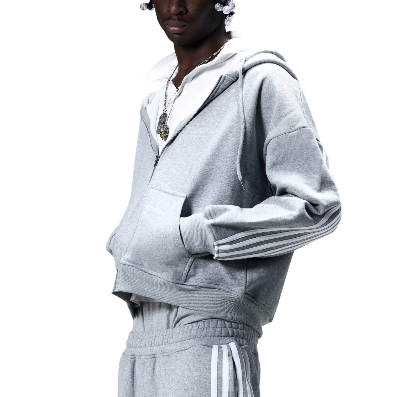 V2 SPIKE HOODIE (GREY/WHITE)